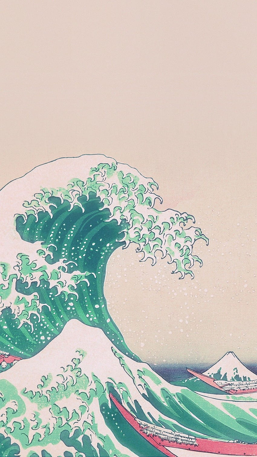 Wave Art Japanese Green Illust Classic Iphone 1080x1920 HD phone wallpaper
