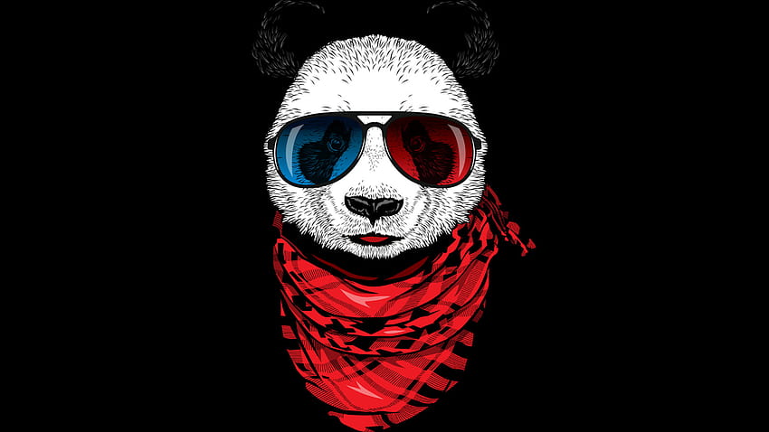 : илюстрация, очила, череп, панда, глава, човешко тяло, орган, кост 1920x1080, лице на панда HD тапет