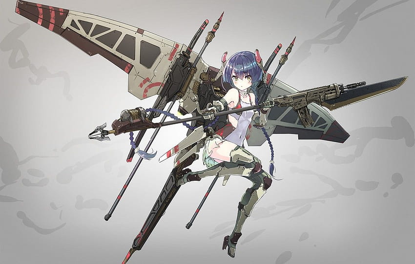 girl, gun, mecha, weapon, anime, blade, rifle, suit, anime mecha shooting HD wallpaper