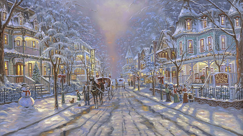 7 Old Fashioned Christmas, old christmas town HD wallpaper