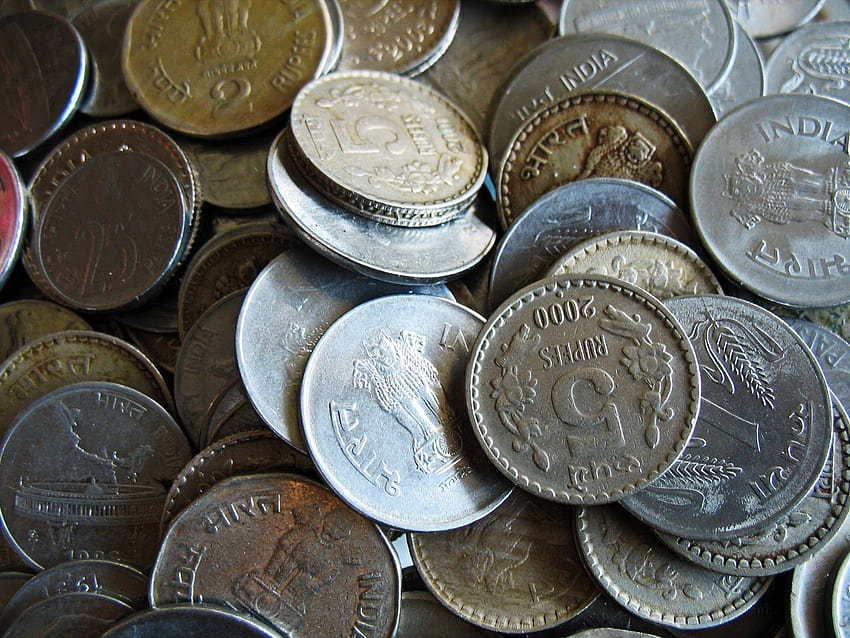 индийска валута, пари, монети, пари в брой, валута, спестяване, метал, съкровище, едър план, работа с пари, стотинка, стотинки HD тапет