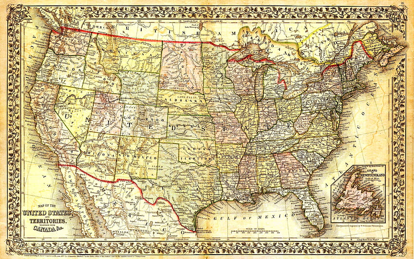 peta amerika kuno, peta USA, tekstur kertas lama, peta AS, karya seni, peta USA, Peta Kertas USA, peta amerika, Amerika Serikat dengan resolusi 3840x2400. Tinggi, peta amerika Wallpaper HD
