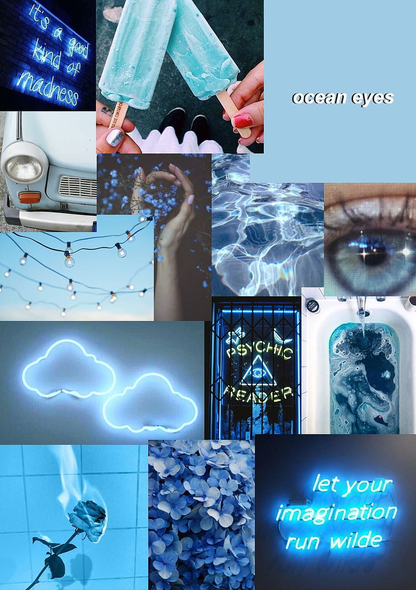 Light Blue Aesthetics Collage on Dog, blue collage aesthetic HD phone ...