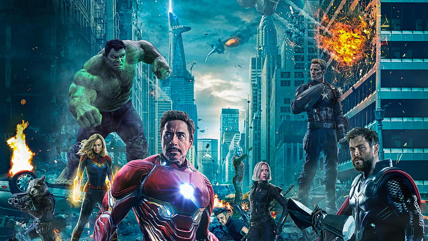 Nebulosa, Thor, Hulk, Capitã Marvel, Homem de Ferro, Capitão, Hulk e Viúva Negra papel de parede HD