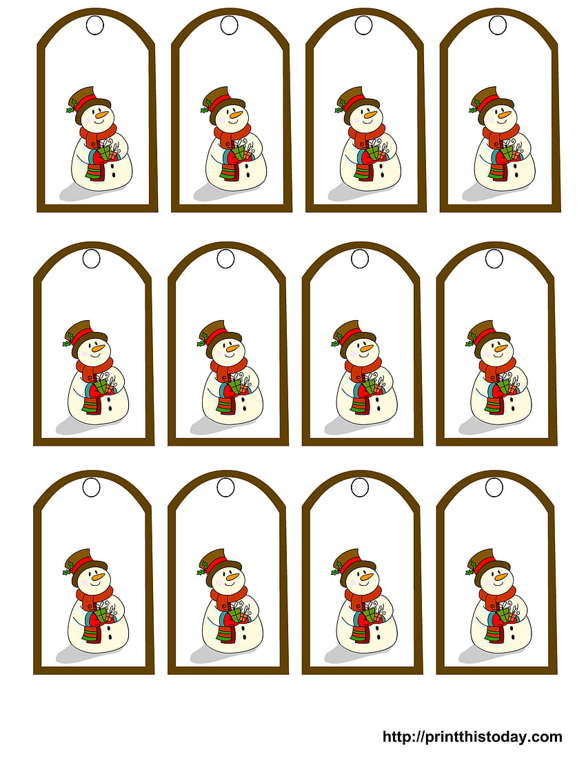 Tag Hadiah Natal Manusia Salju yang Dapat Dicetak, label natal wallpaper ponsel HD