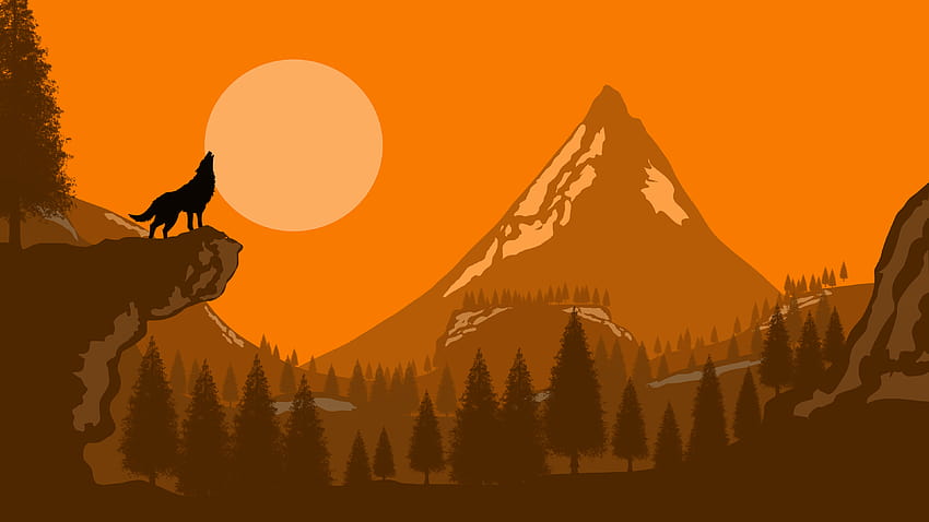 : wolf, minimalism, orange, brown 3840x2160, brown minimalist HD wallpaper