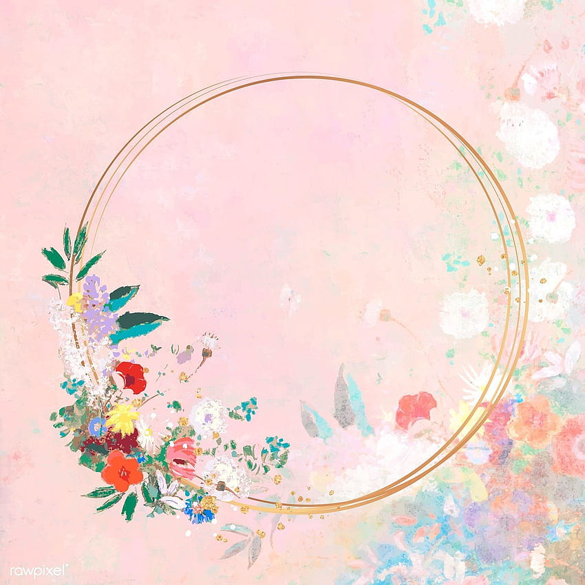 ilustrasi premium bingkai emas bulat pada pastel pink, bingkai pastel wallpaper ponsel HD