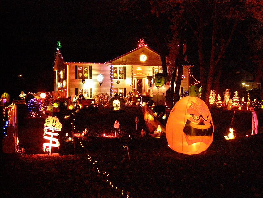 Декорация за Хелоуин, украса за къща за Хелоуин HD тапет