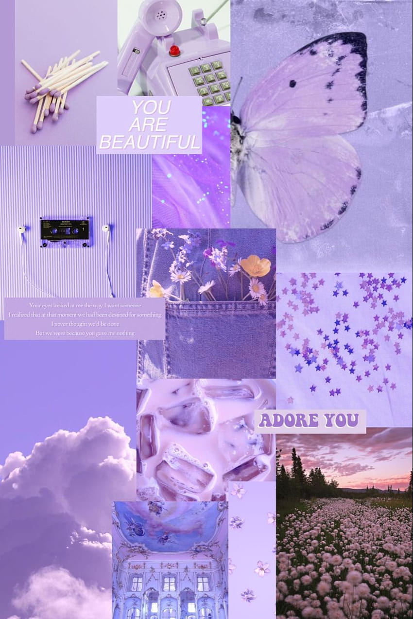 Purple aesthetic, light purple collage HD phone wallpaper