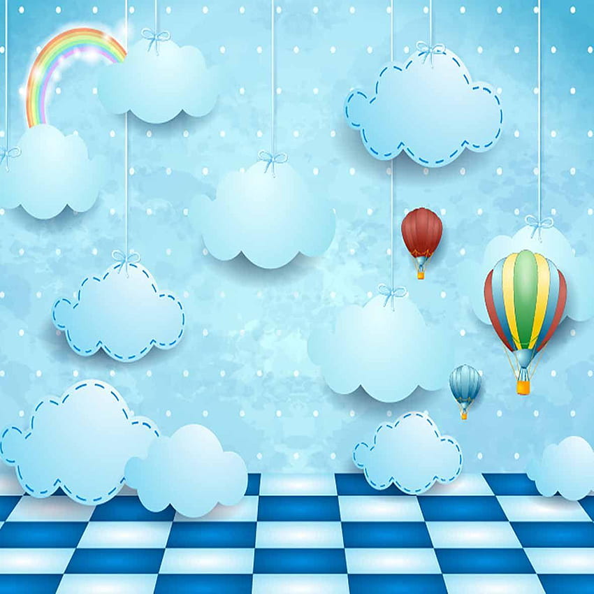 Allenjoy latar belakang baby blue sky kartun anak pelangi, baby blue background wallpaper ponsel HD