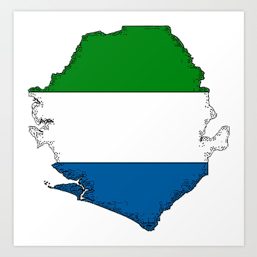 Sierra Leone Map with Sierra Leonean Flag Art Print by havocgirl HD phone wallpaper