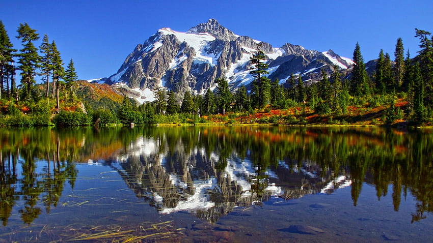 Lagos cristalinos del estado de Washington paisajes montañas, estado de fondo de pantalla