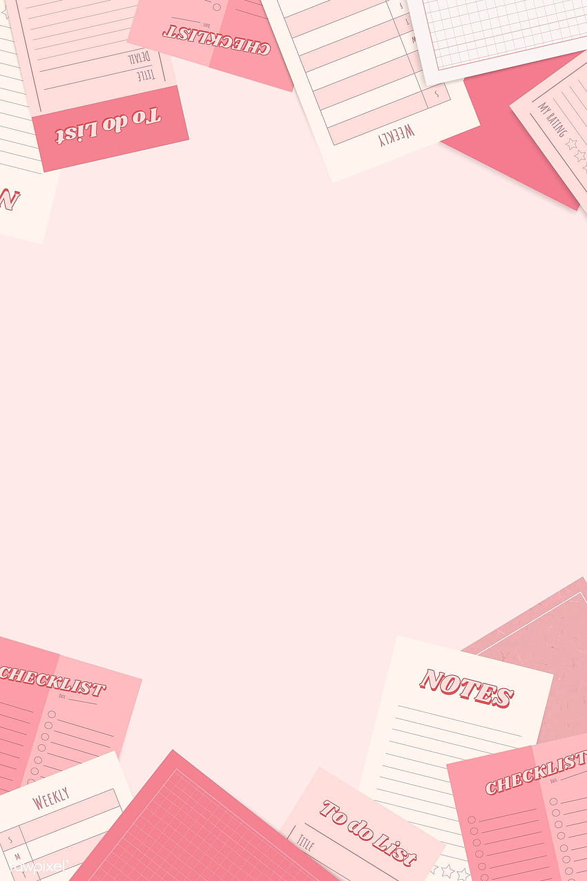 vektor premium perencana notepad merah muda mengatur vektor 1209404, daftar periksa wallpaper ponsel HD