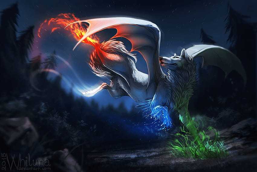 The four elements in a wolf Full and Backgrounds HD wallpaper