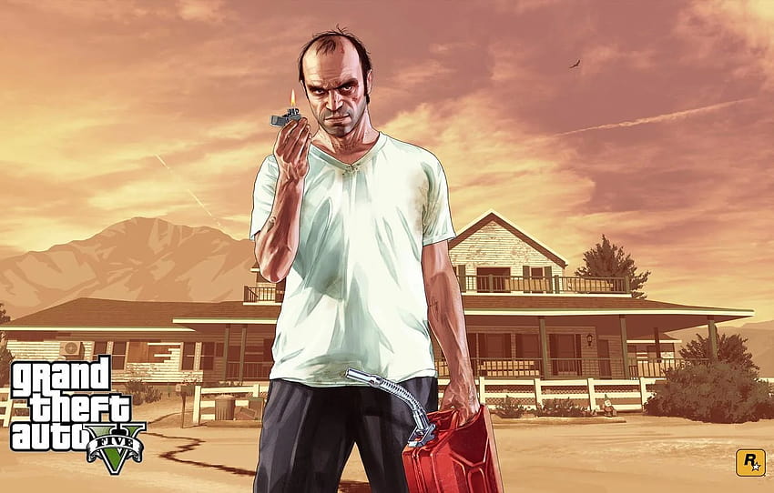 house, fire, art, Grand Theft Auto V, Trevor, trevor gta v HD wallpaper
