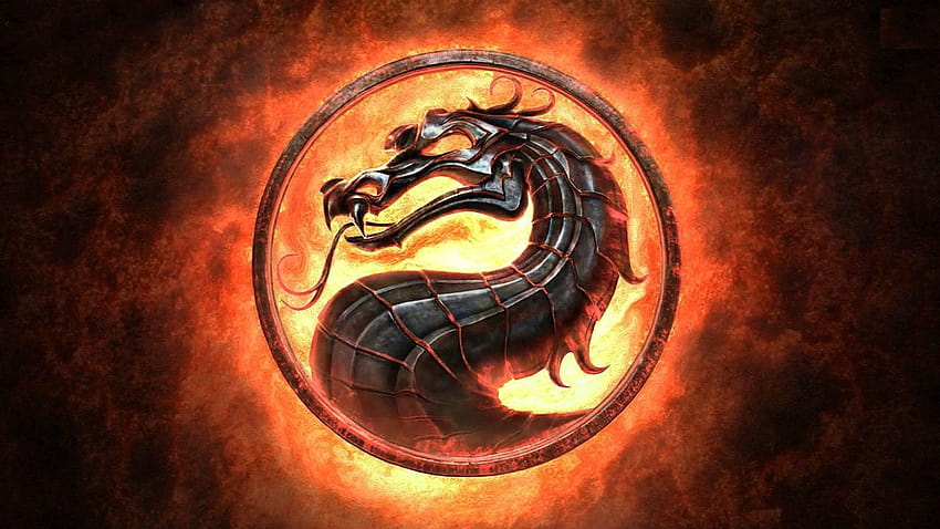 Mortal Kombat Dragon Logo Game, drago arancione Sfondo HD