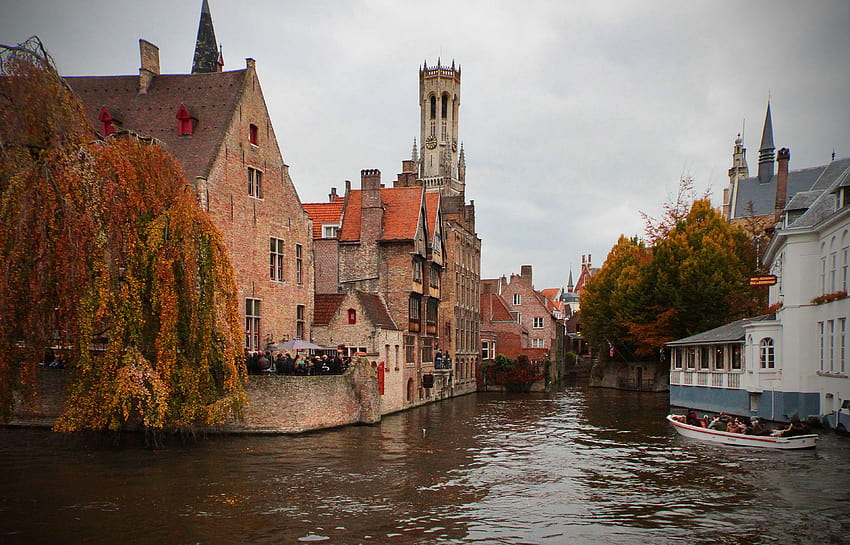 architecture, belgium, boat, bruges, bruges belgium, bruges canal, brugge, brugge belgium, buildings, canal, old buildings HD wallpaper