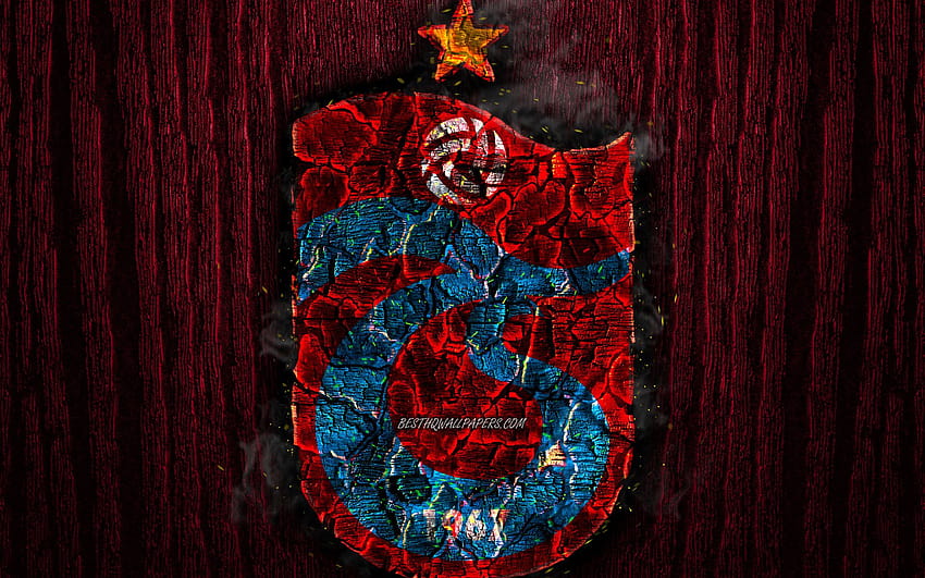 Trabzonspor FC, scorched logo, Super Lig HD wallpaper
