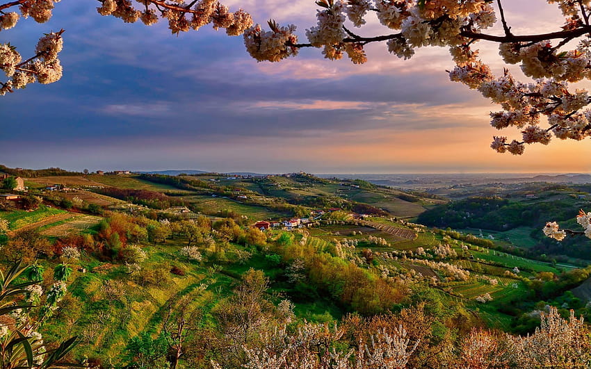 Italy, Collio, spring, sunset, Lombardy for, italy spring HD wallpaper