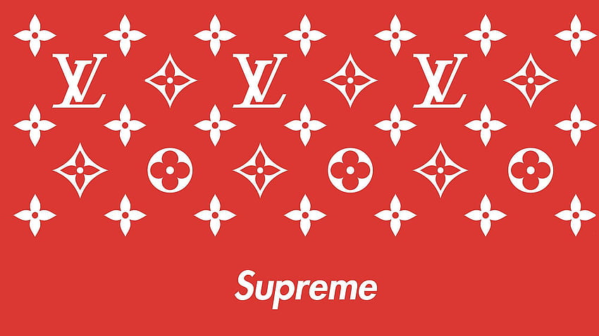 Download Superior Supreme Logo On Red Louis Vuitton Pattern Wallpaper   Wallpaperscom