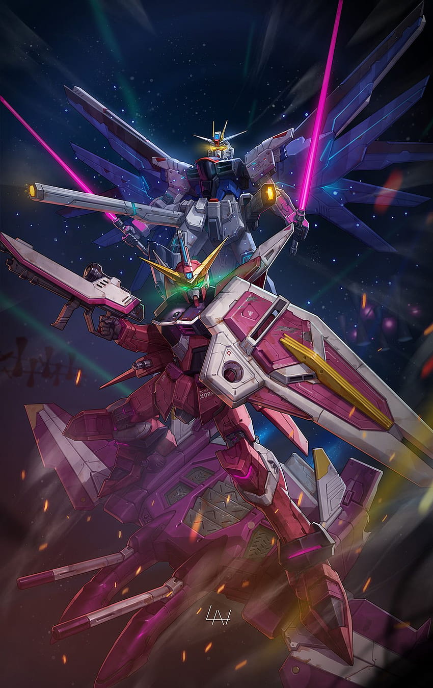 dom And Justice Gundam, gundam justice HD тапет за телефон