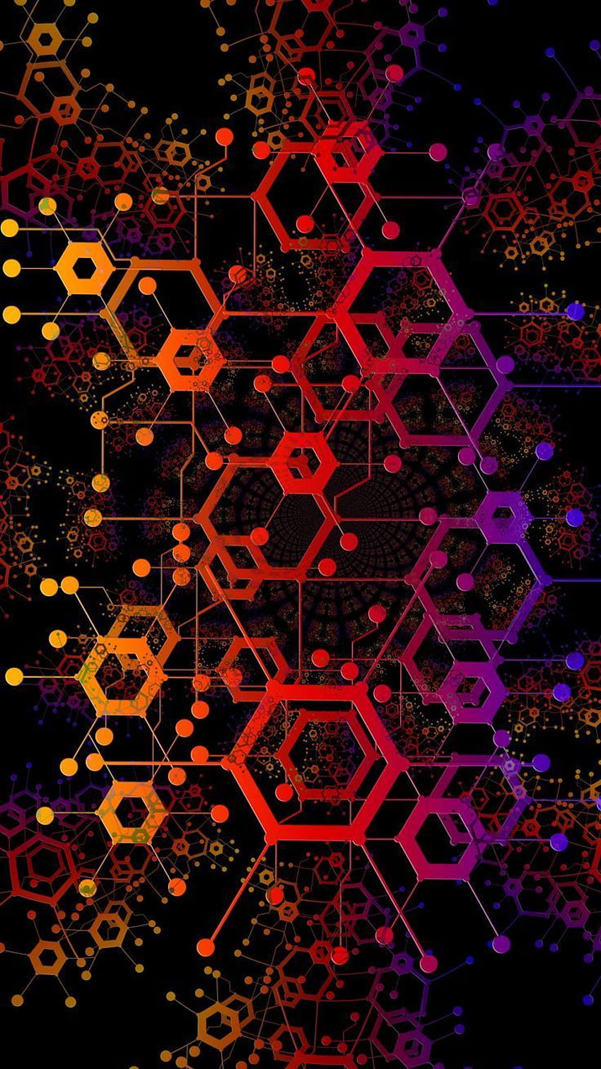 Geometris Merah, geometris ponsel gelap yang menenangkan wallpaper ponsel HD