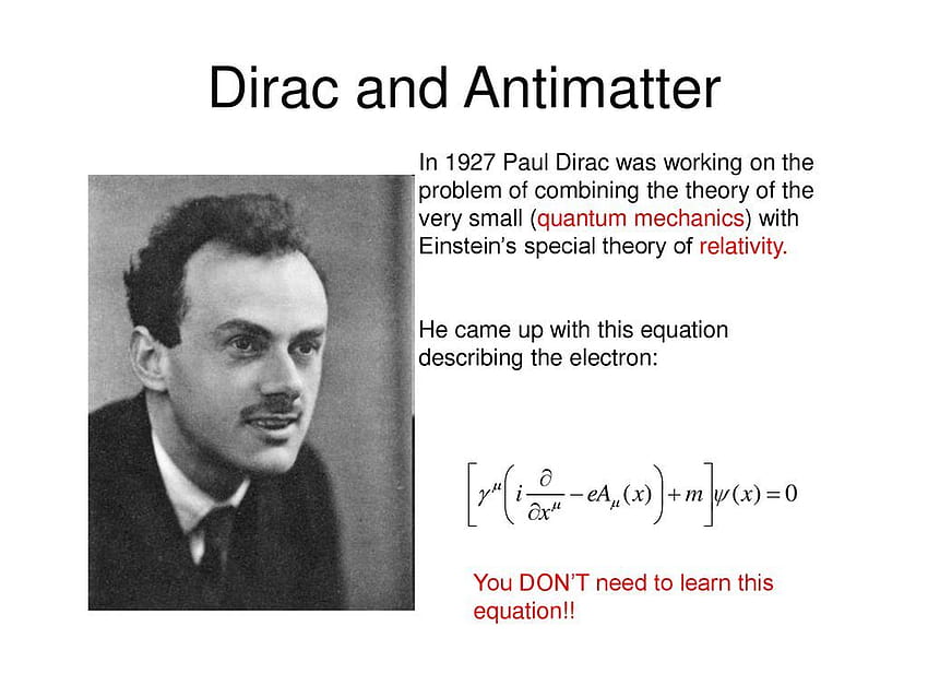 Dirac and Antimatter In 1927 Paul Dirac was working on the problem of combining the theory of the very small HD wallpaper