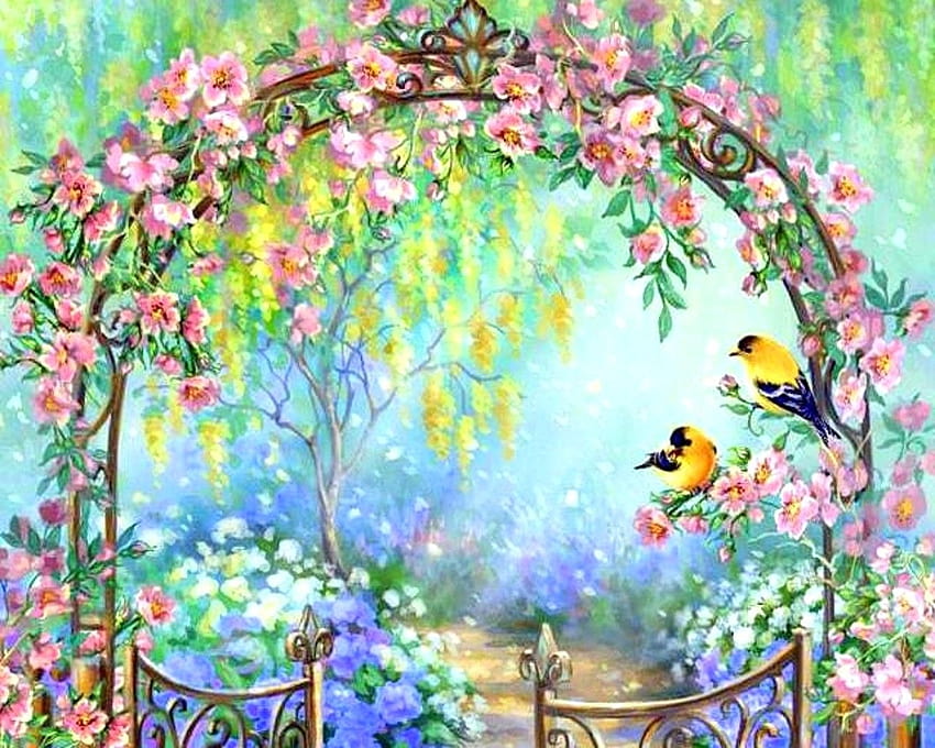 Flowers Lovely Bouquet Roses Flowers Nature Pink, spring garden painting HD wallpaper