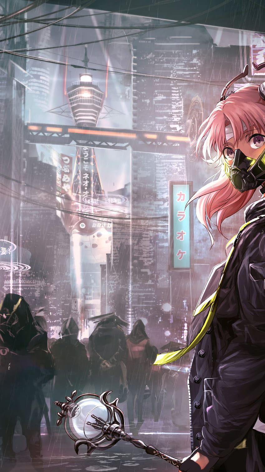 332059 Anime, Girl, Mask, Cyberpunk, Sci HD phone wallpaper