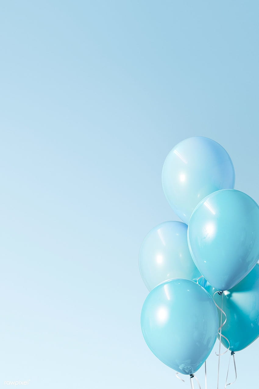 Premium-Illustration des pastellblauen Luftballon-Banner-Modells 1224772, pastellblaue Vintage-Ästhetik HD-Handy-Hintergrundbild