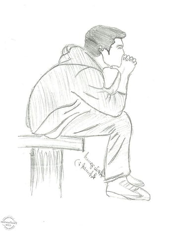 Lonely Boy Drawing Art - Drawing Skill