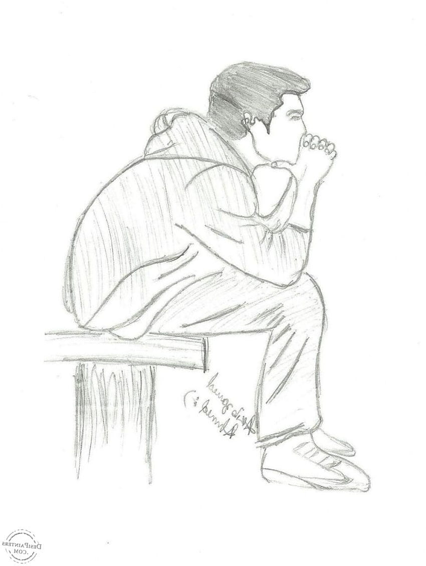 Pencil sketch of alone man alone man sketch sketch  alone drawing   YouTube