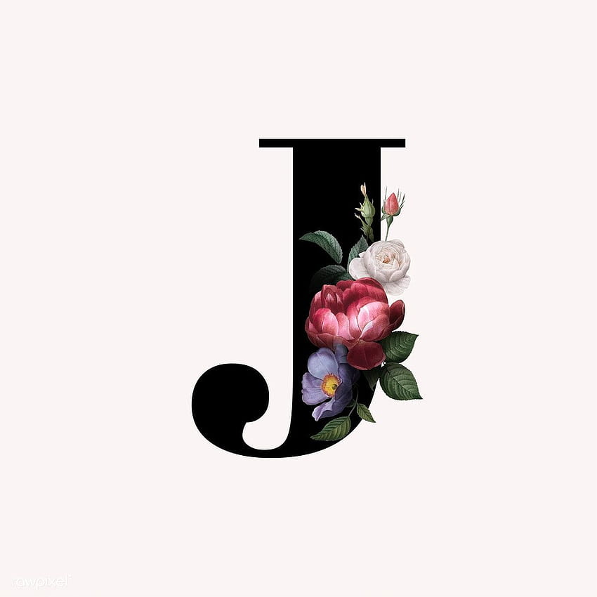 Klasyczny i elegancki kwiatowy alfabet czcionka litera J wektor, litera j Tapeta na telefon HD