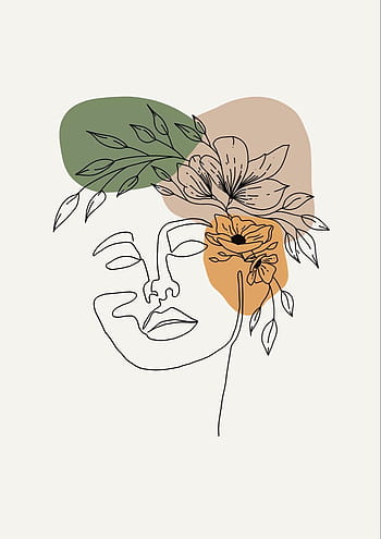 Line art portrait woman, Flower face one line vector ~ EpicPxls