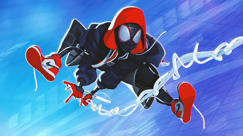 1600x900 Spiderman Miles Morales Nike Air Jordan Wallpaper