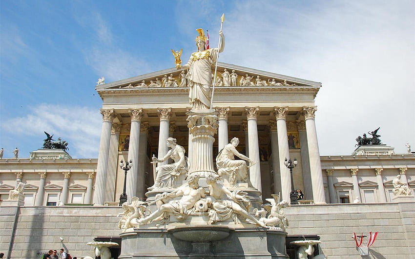 Architecture Wien Austria Pallas Athena Fountain Parliament HD wallpaper