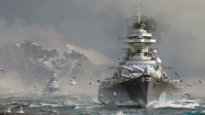 HMS 후드와 비스마르크의 침몰 HD 월페이퍼