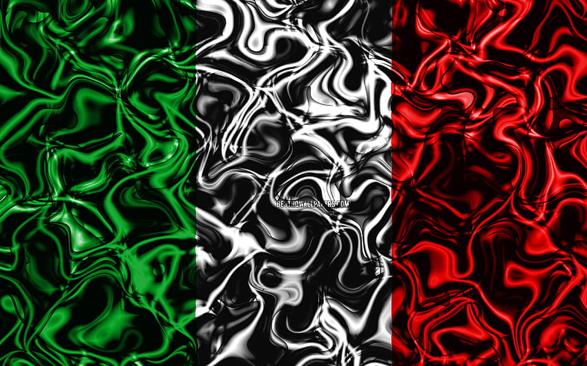 Flag Of Italy, Abstract Smoke, Europe, National HD wallpaper
