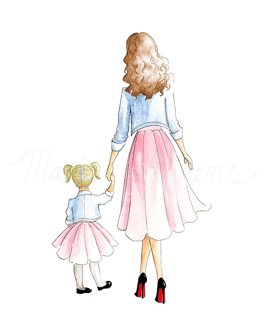 Mother & daughters love 💞💕 | Mother and daughter drawing, Mothers day  drawings, Sisters drawing