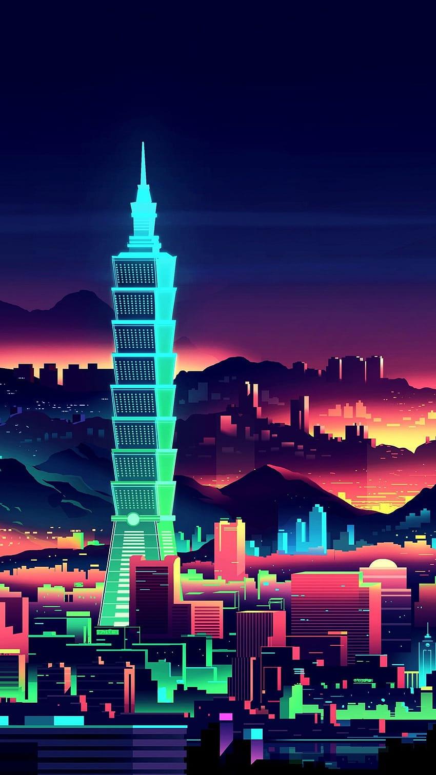 Taipei, Taiwan, Taipei 101, Night, Artwork, , Creative Graphics / Most Popular HD phone wallpaper