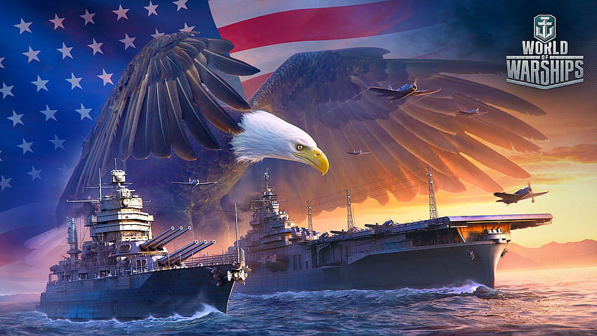 World Of Warship Eagles Американски игри Кораби 2560x1440 HD тапет