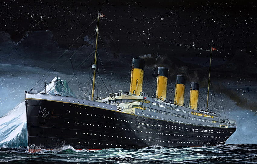El cielo, Mar, Noche, Figura, Transatlántico, Iceberg, Titanic, El barco, Titanic, El tiempo, Barco de pasajeros, RMS Titanic, sobre la marcha, sección живопись, titanic boat fondo de pantalla