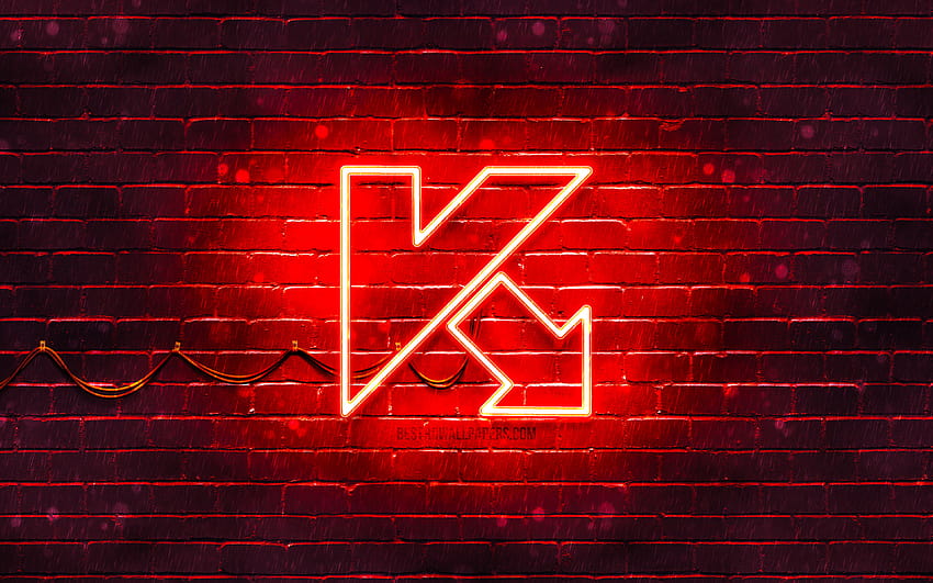 Kaspersky red logo, red brickwall, Kaspersky logo, antivirus software, Kaspersky neon logo, Kaspersky with resolution 3840x2400. High Quality HD wallpaper