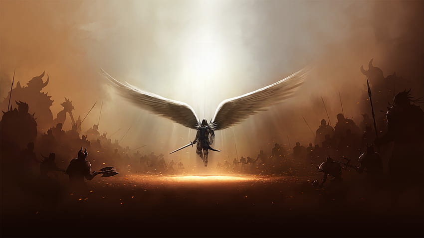 Malaikat dengan pedang digital , Diablo, sayap, malaikat • Untuk Anda Untuk & Seluler Wallpaper HD