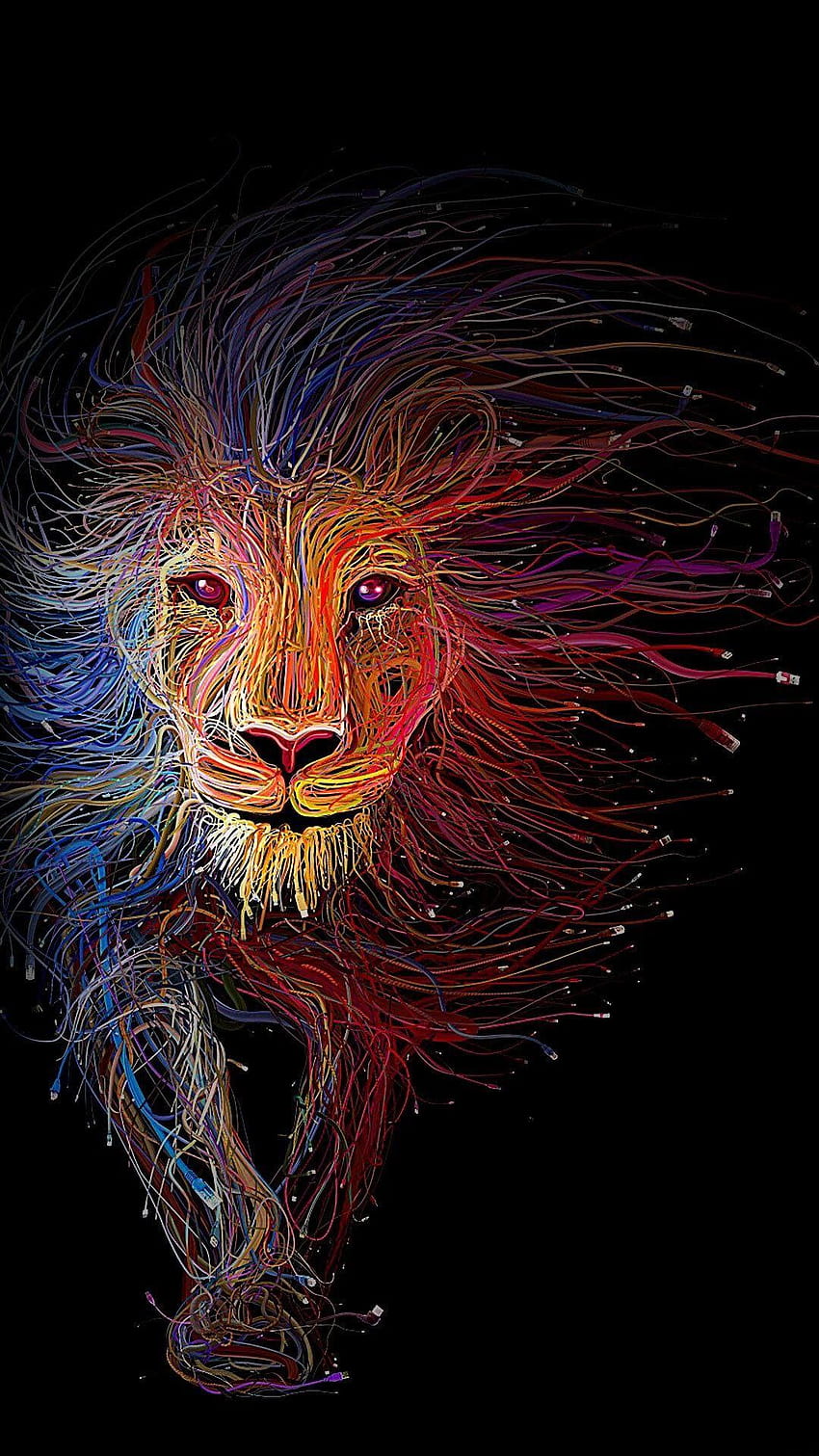 iPhone, Lion, Art, Internet, Utp, Cables, Color, Black, lion art HD phone wallpaper