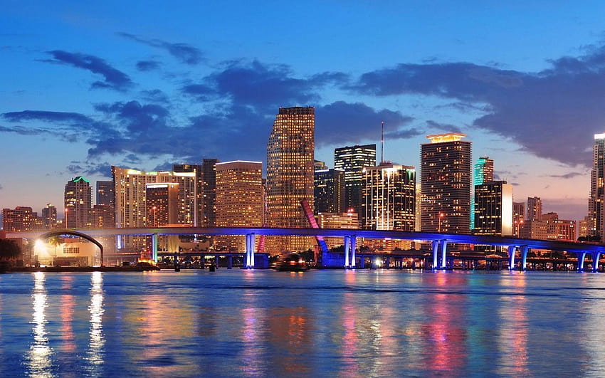 Skyline de Miami, paisagem urbana do centro de Miami, Flórida papel de parede HD