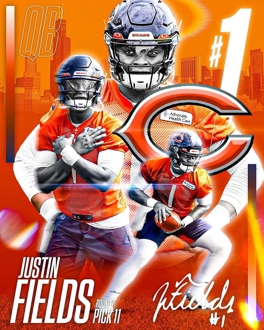 650 Chicago Bears ideas in 2021, justin fields chicago bears HD phone wallpaper