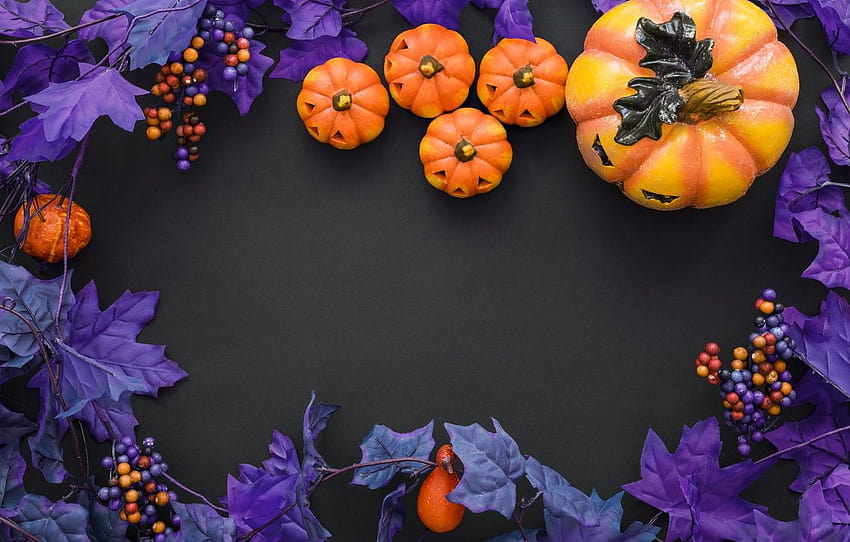 Purple Halloween Pumpkin, halloween pumpkin head HD wallpaper