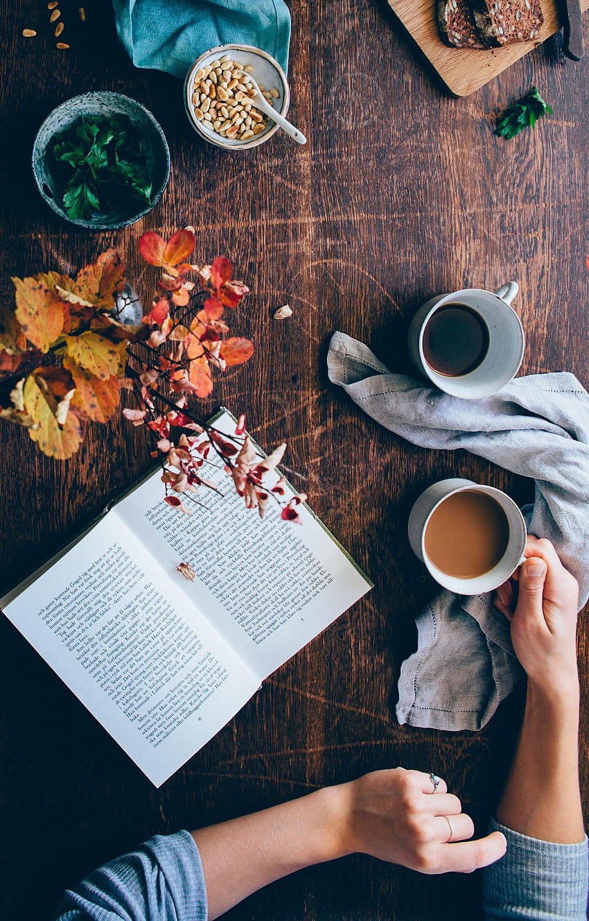 Tea and Book iPhone on Dog, autumn coffee books HD phone wallpaper | Pxfuel