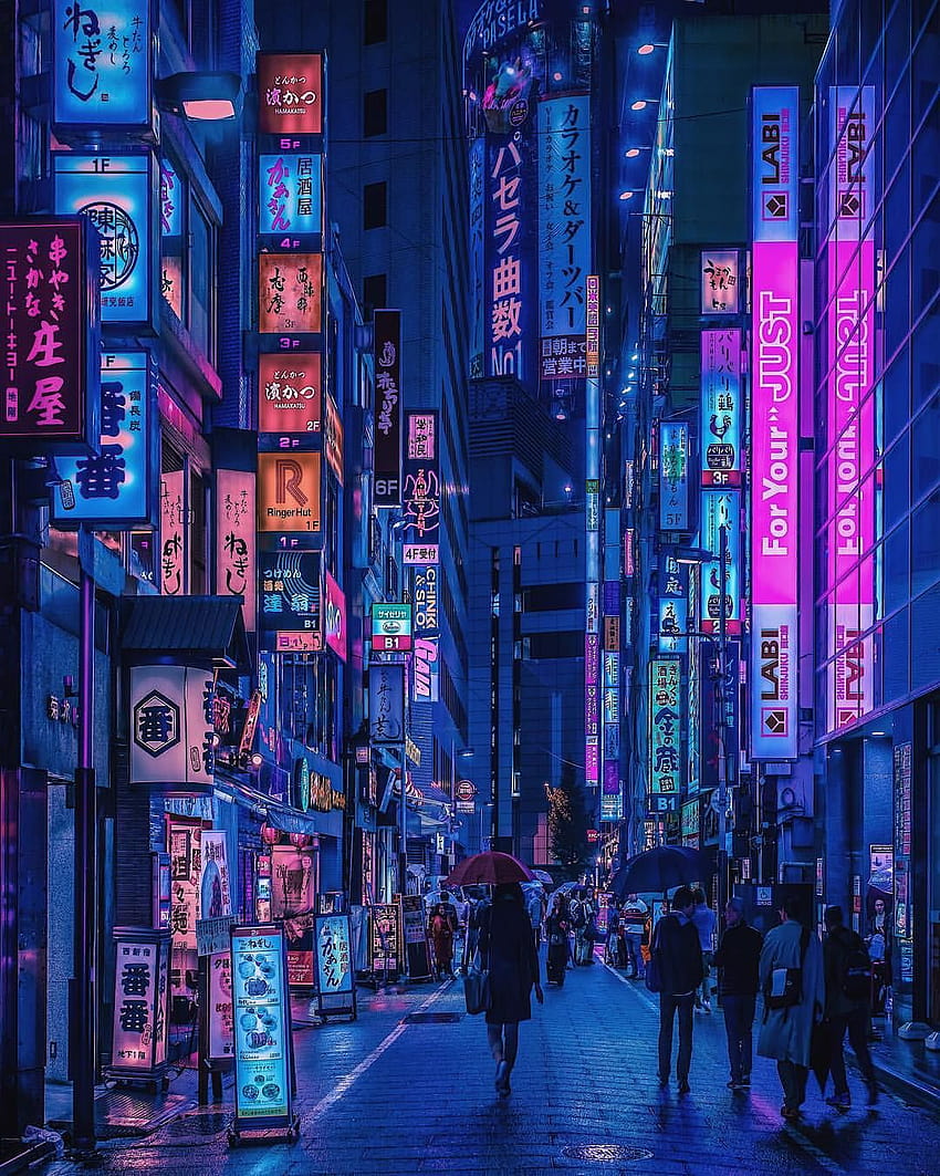 Cyberpunk and Futuristic Urban Landscapes by 요시토 하사카, 사이버펑크 재팬 HD 전화 배경 화면